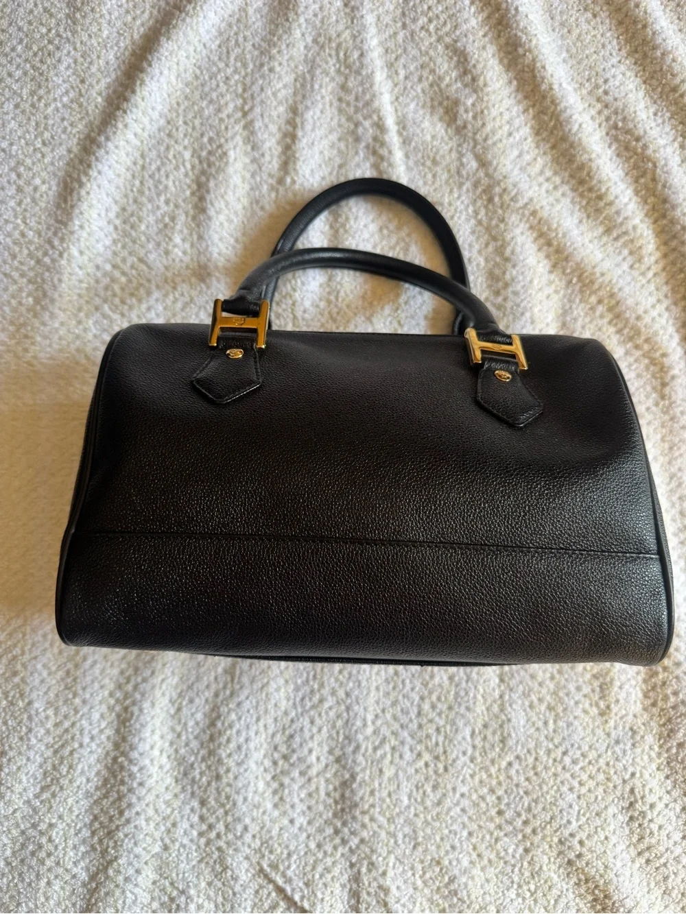 MCM Black Leather Doctor Satchel with Gold Hardware